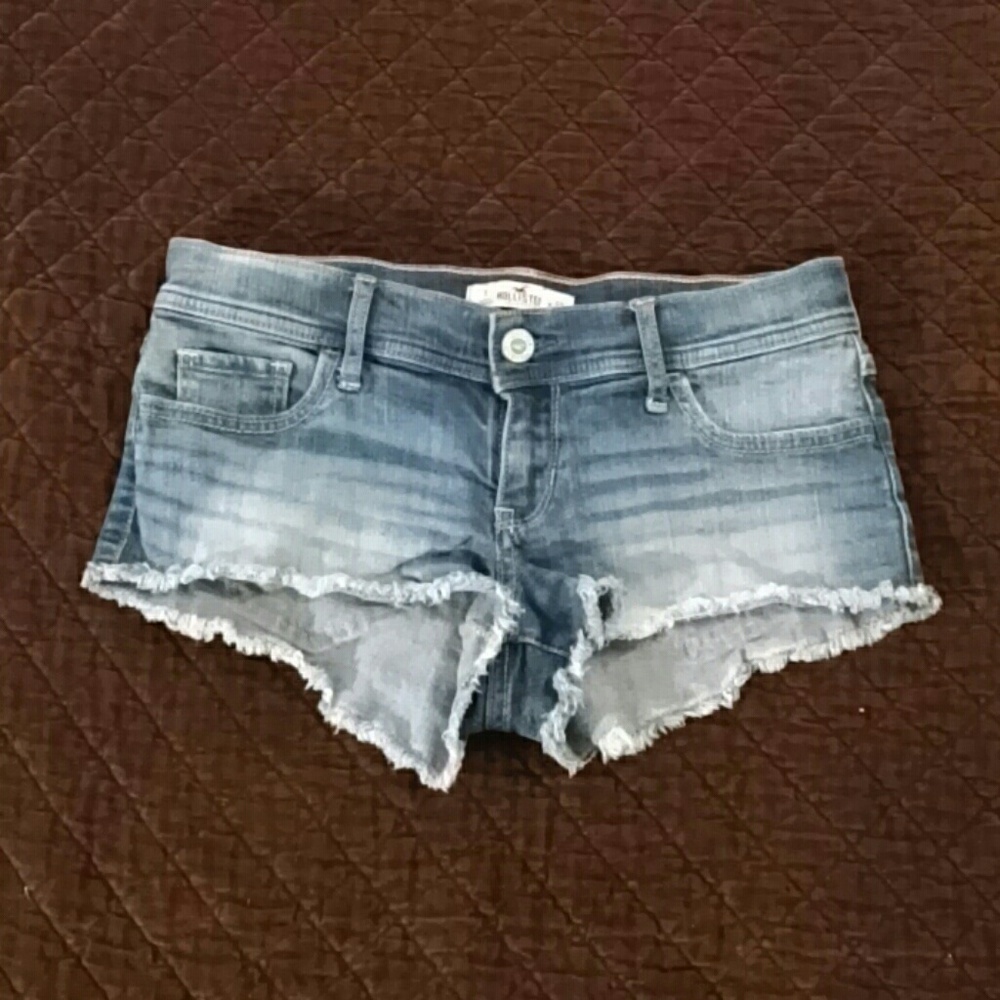 Hollister Light Blue Distressed Denim Cutoff Shorts